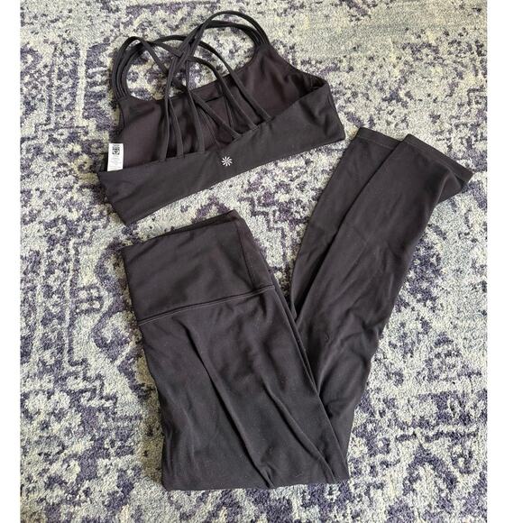 Athleta Pants - Athleta | Sz Medium Black Matching Set- Crossover Back Bra & Elation 7/8 Legging